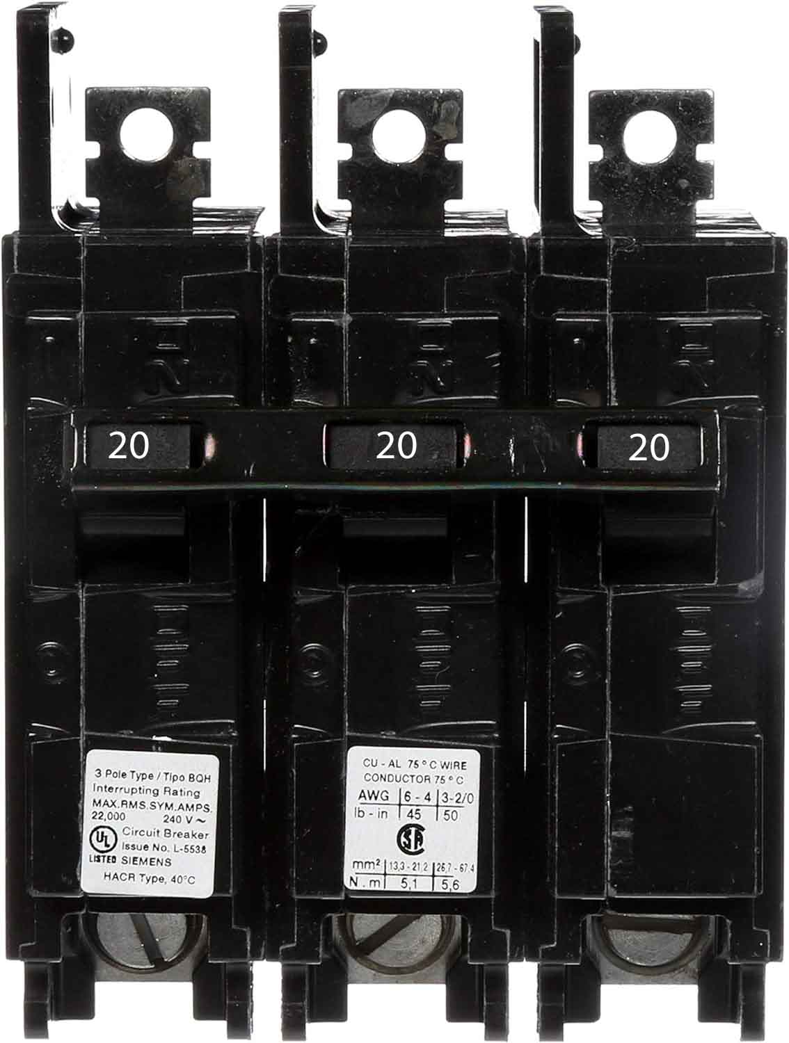 BQ3B020H - Siemens - 20 Amp Molded Case Circuit Breaker