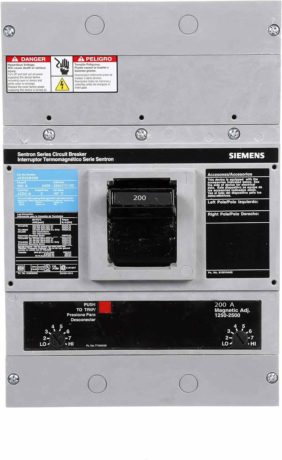 JXD22B200L - Siemens - 200 Amp Molded Case Circuit Breaker