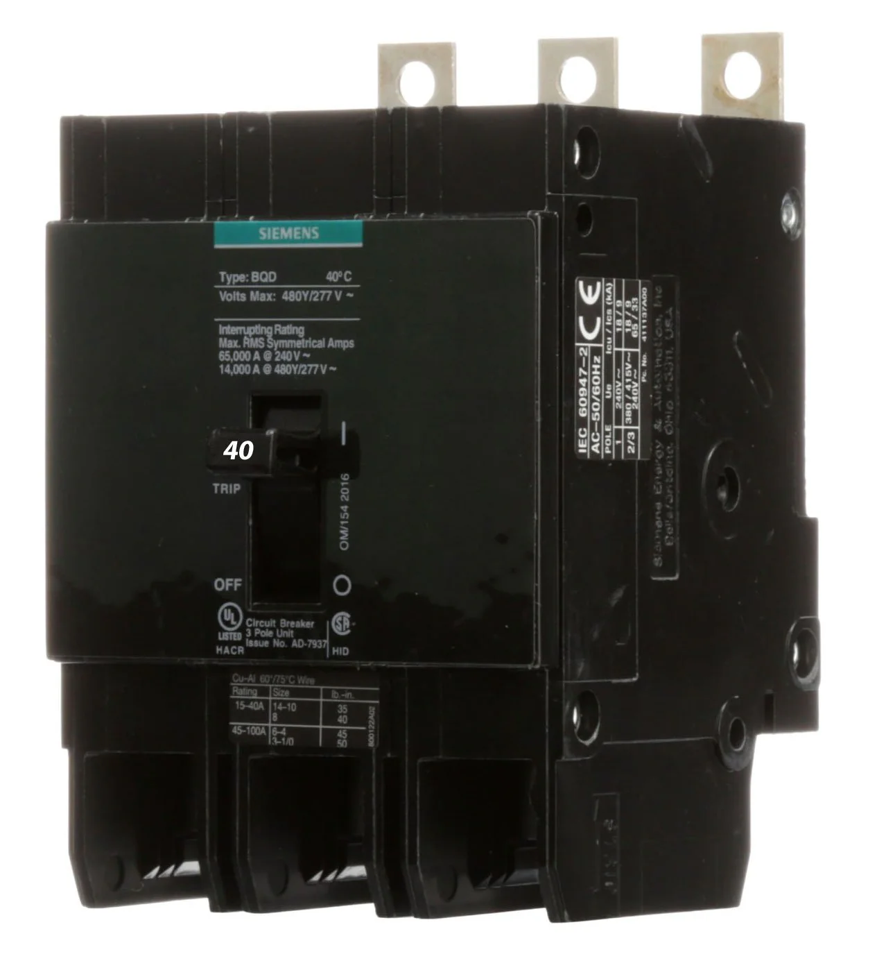 BQD6340 - Siemens - 40 Amp Molded Case Circuit Breaker - Image 2