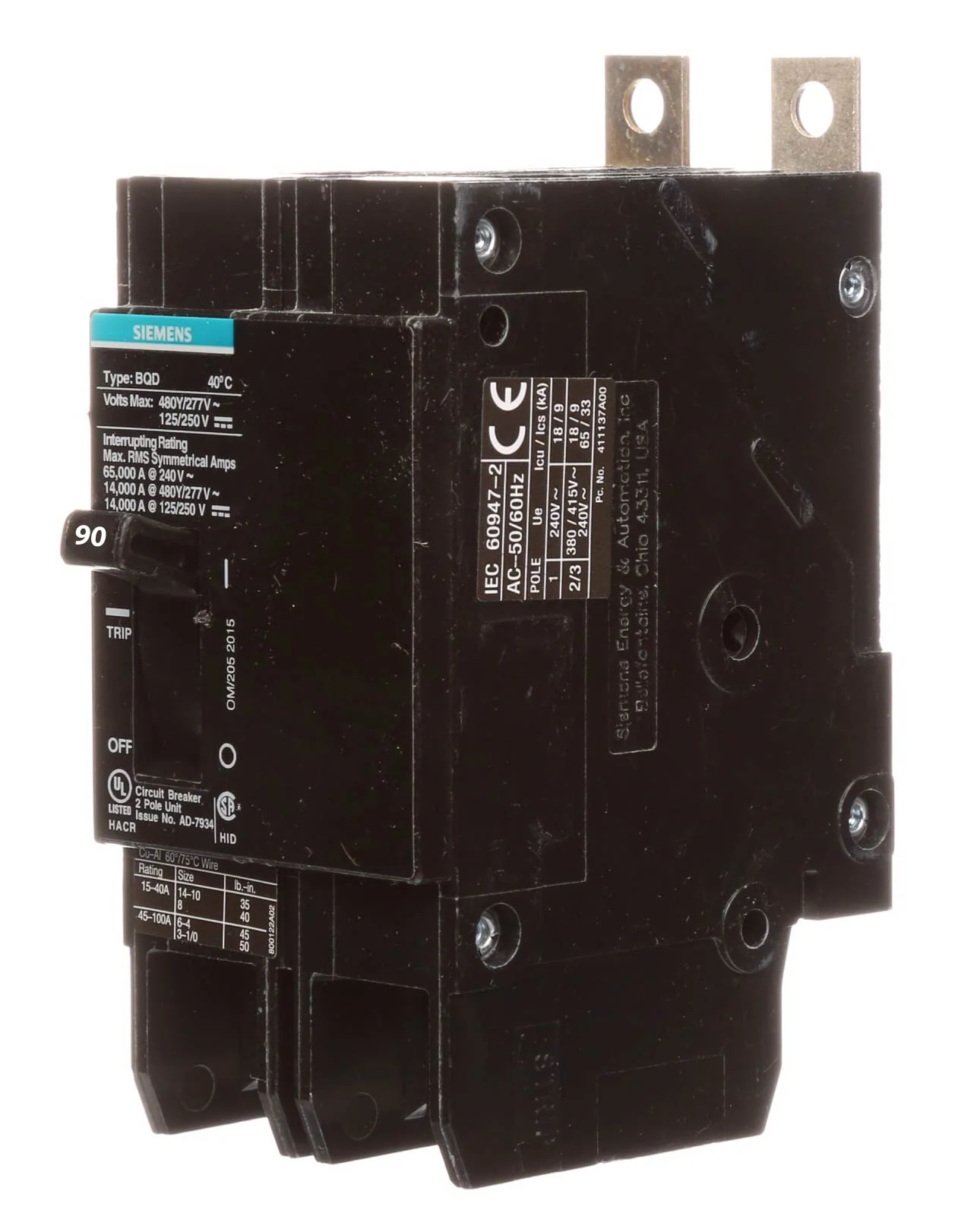 BQD290 - Siemens - 90 Amp Molded Case Circuit Breaker - Image 2