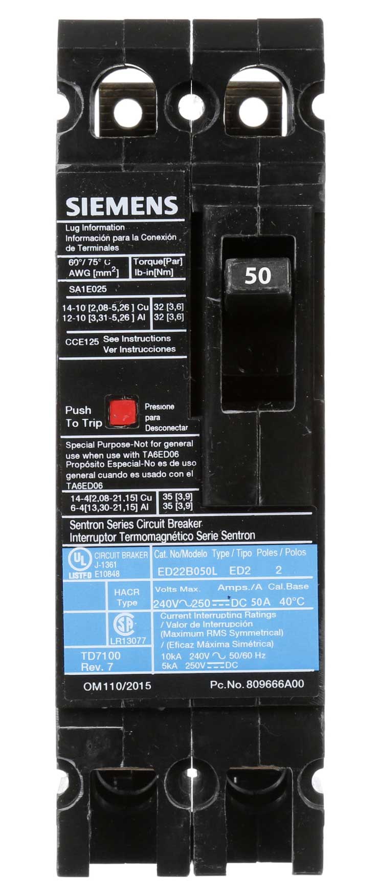 ED22B050 - Siemens - Molded Case Circuit Breaker