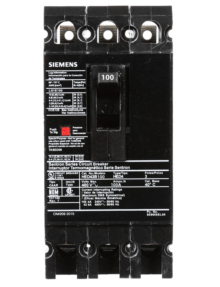HED43B100 - Siemens - Molded Case Circuit Breaker