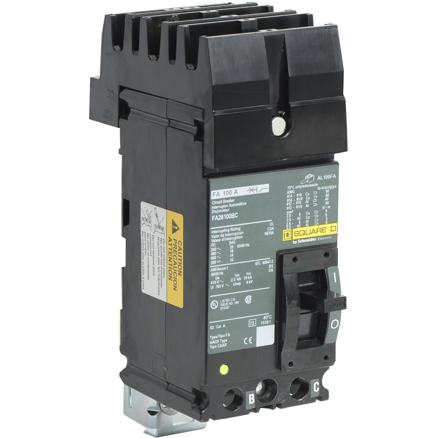 FA26100BC - Square D - 100 Amp Molded Case Circuit Breaker