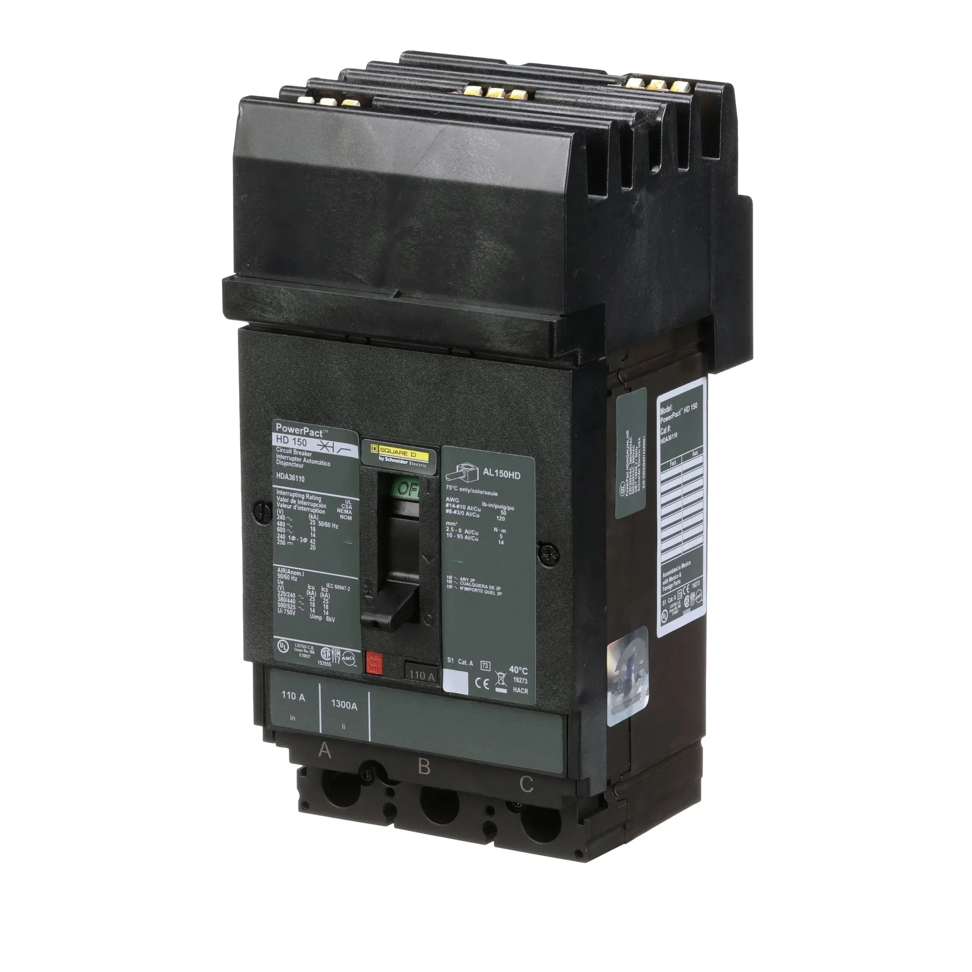 HDA36110 - Square D - 110 Amp Molded Case Circuit Breaker - Image 3