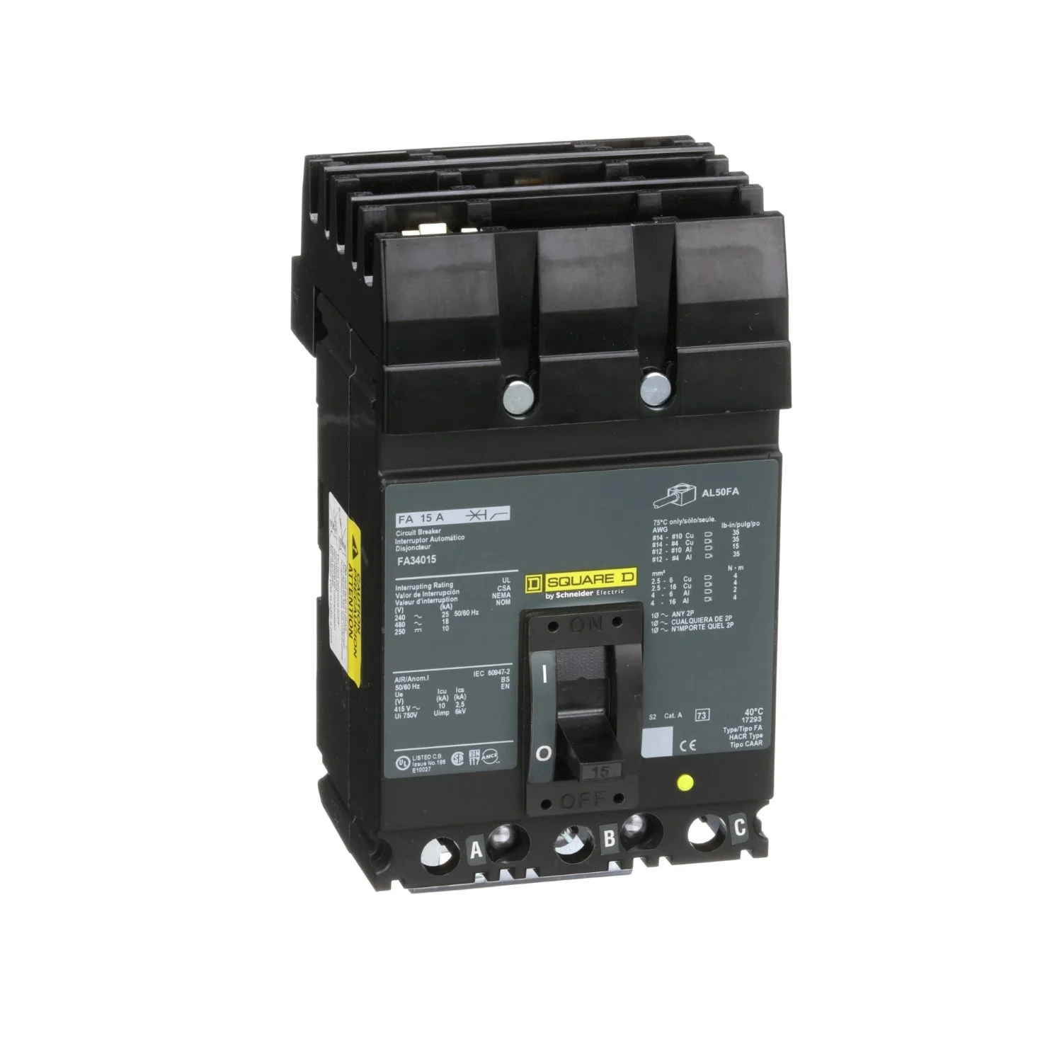 FA34015 - Square D - 15 Amp Molded Case Circuit Breaker
